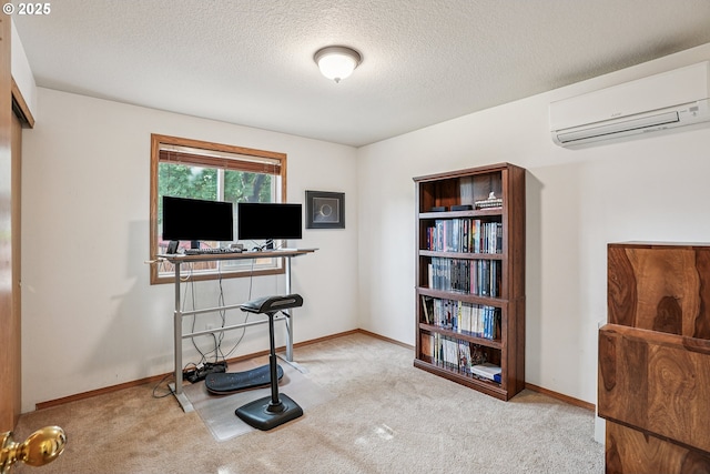 2812 NE Delancey Ct, Vancouver, WA 98682 - office featuring a wall mounted air conditioner, carpet flooring, and a textured ceiling