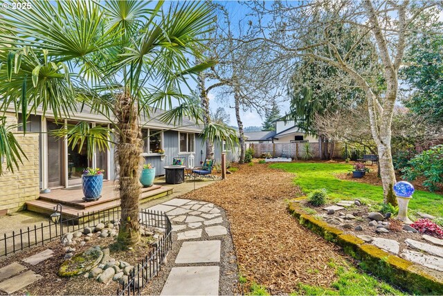 view of yard with fence