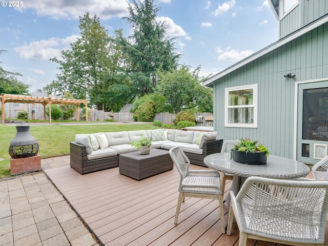 2487 Southslope Way W, Linn, OR 97068 - wooden terrace featuring a pergola and an outdoor living space