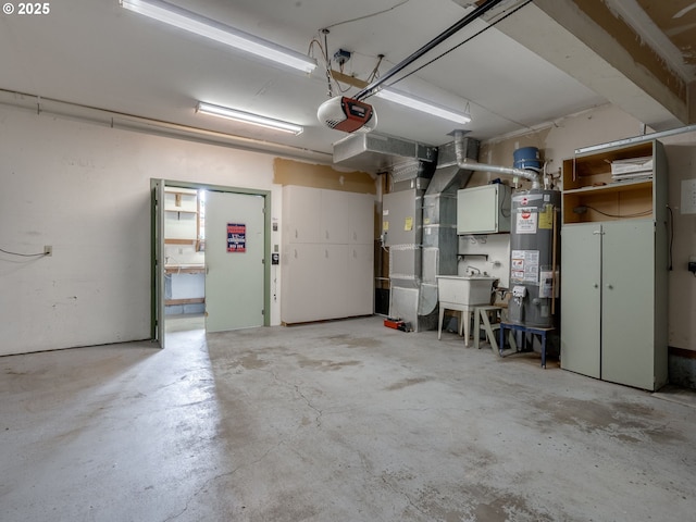2487 Southslope Way W, Linn, OR 97068 - garage featuring gas water heater, a garage door opener, and heating unit