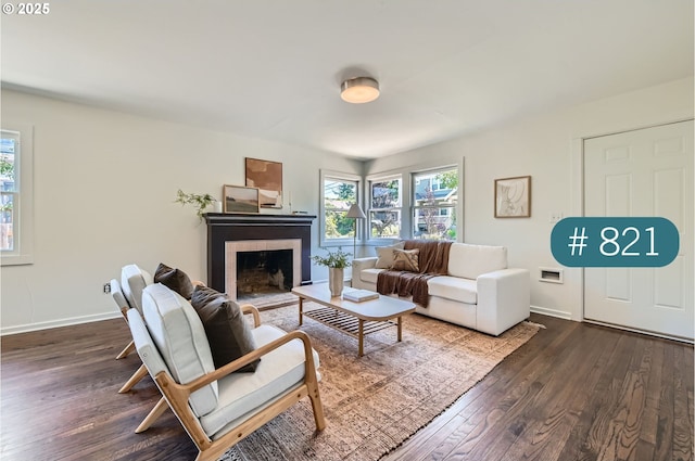 815/821 NE Holman St, Portland, OR 97211 - living area featuring dark wood-type flooring and a fireplace