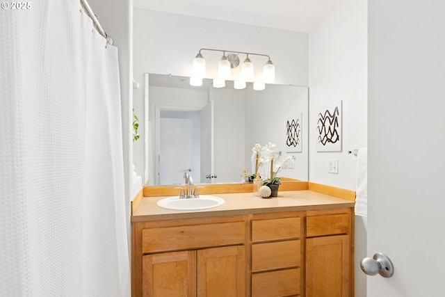 2732 NW Kennedy Ct, Portland, OR 97229 - bathroom with vanity and a shower with shower curtain
