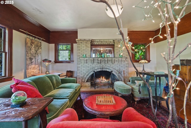 91755 Lewis And Clark Rd, Astoria, OR 97103 - living area with a brick fireplace