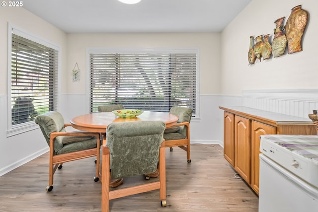 15565 SW 114th Ct Unit 23, Portland, OR 97224 - dining room featuring light wood-type flooring and wainscoting