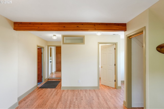 1005 Reserve St, Silverton, OR 97381 - spare room with beamed ceiling and light wood-type flooring