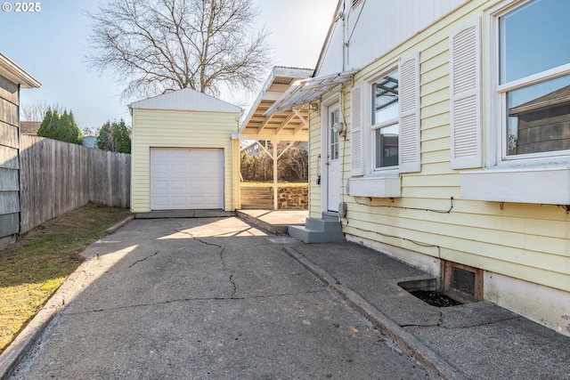 view of garage