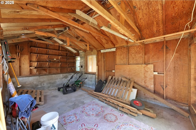 48521 E 1st St, Oakridge, OR 97463 - misc room with vaulted ceiling and unfinished concrete floors