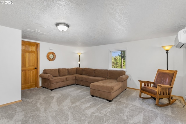 9275 SE Terrace View Ct, Amity, OR 97101 - living area with a wall unit AC, a textured ceiling, and carpet