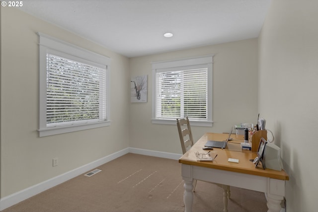 view of carpeted office