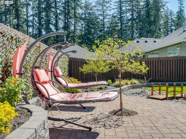 view of patio with a fenced backyard