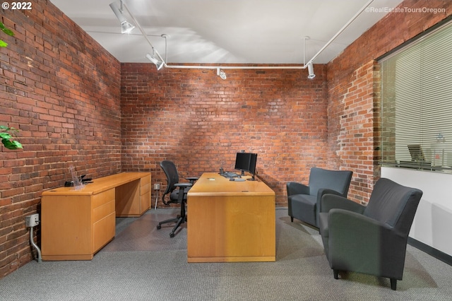 1325 NW Flanders St, Portland, OR 97209 - home office featuring track lighting and brick wall