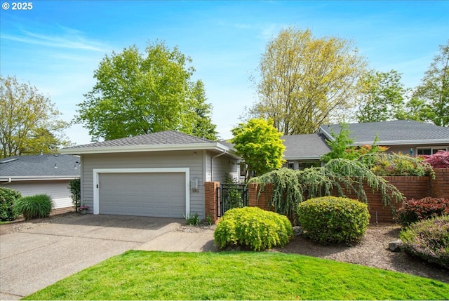 31560 SW Arbor Glen Loop, Wilsonville, OR 97070 - view of front of property with a front yard, a gate, a garage, fence, and concrete driveway