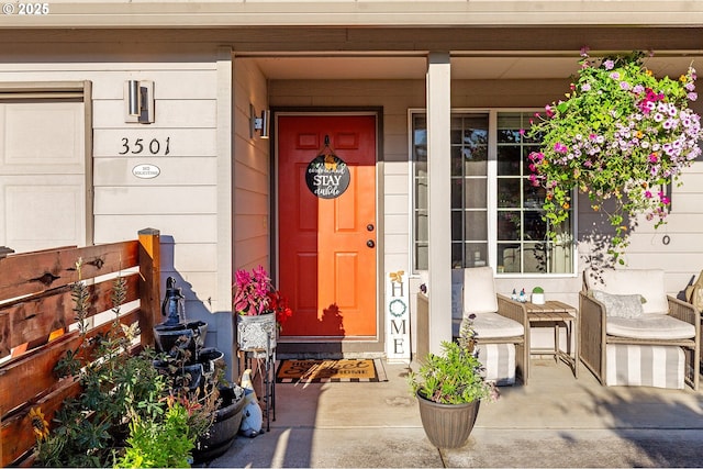 entrance to property with a porch
