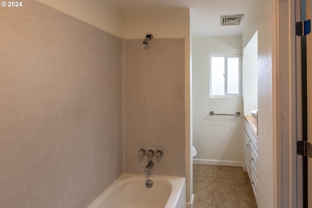 127 Roan Dr, Eugene, OR 97401 - bathroom with vanity, tile patterned floors, toilet, shower / bath combination, and baseboards
