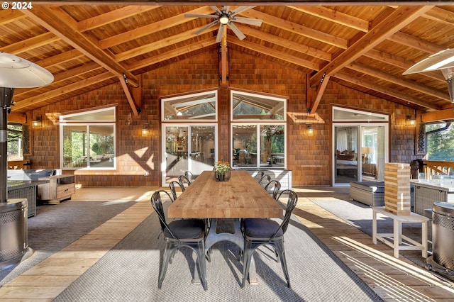 view of patio / terrace featuring outdoor dining area and ceiling fan