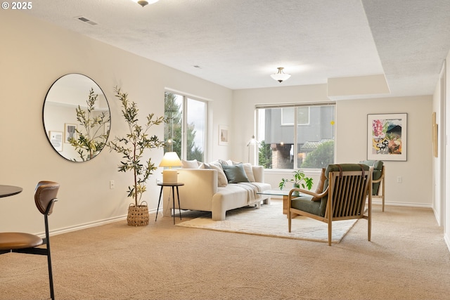 230 SW Florida St, Portland, OR 97219 - living room featuring carpet floors and a textured ceiling