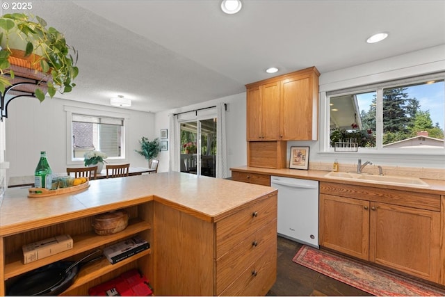 1941 NE 143rd Ave, Portland, OR 97230 - kitchen featuring dishwasher, light countertops, plenty of natural light, recessed lighting, and open shelves