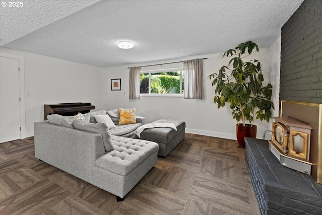 1941 NE 143rd Ave, Portland, OR 97230 - living area featuring a textured ceiling, a wood stove, and carpet