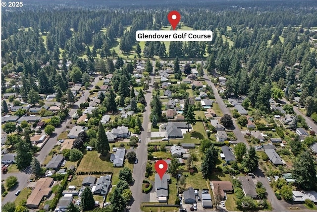1941 NE 143rd Ave, Portland, OR 97230 - aerial view of property's location with a heavily wooded area and nearby suburban area