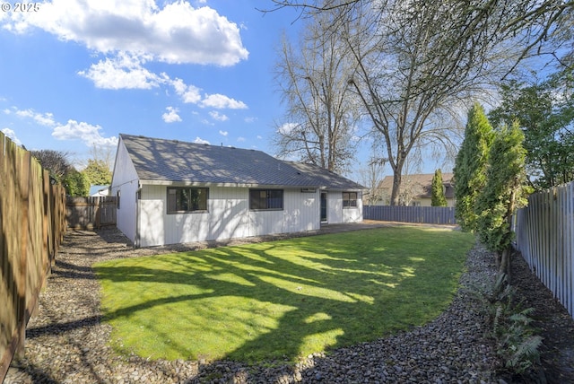 view of yard featuring a fenced backyard