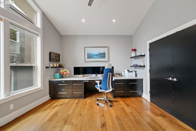 1311 NW 5th Ave, Camas, WA 98607 - office featuring built in desk, light wood-type flooring, baseboards, and recessed lighting