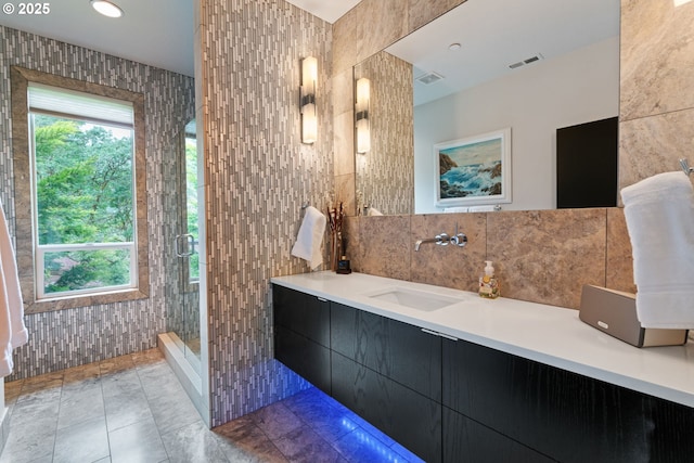 1311 NW 5th Ave, Camas, WA 98607 - full bath with tile walls, a shower stall, and vanity