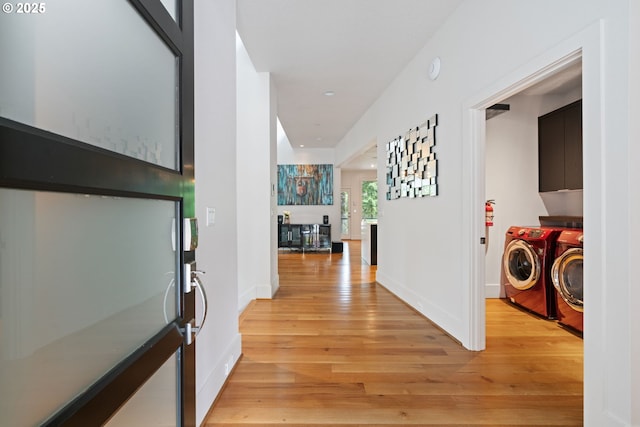 1311 NW 5th Ave, Camas, WA 98607 - foyer featuring separate washer and dryer, light wood-type flooring, and baseboards