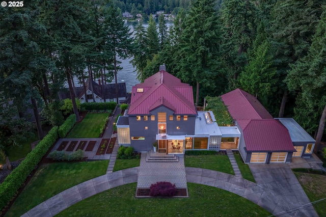 693 Terrace Dr, Lake Oswego, OR 97034 - view from above of property with a forest and a large body of water