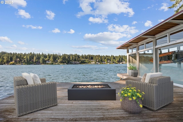 693 Terrace Dr, Lake Oswego, OR 97034 - dock featuring an outdoor fire pit and a water view