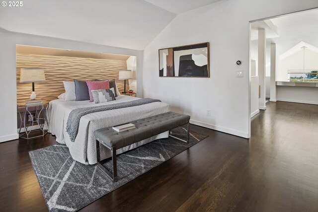 693 Terrace Dr, Lake Oswego, OR 97034 - bedroom with lofted ceiling and wood finished floors