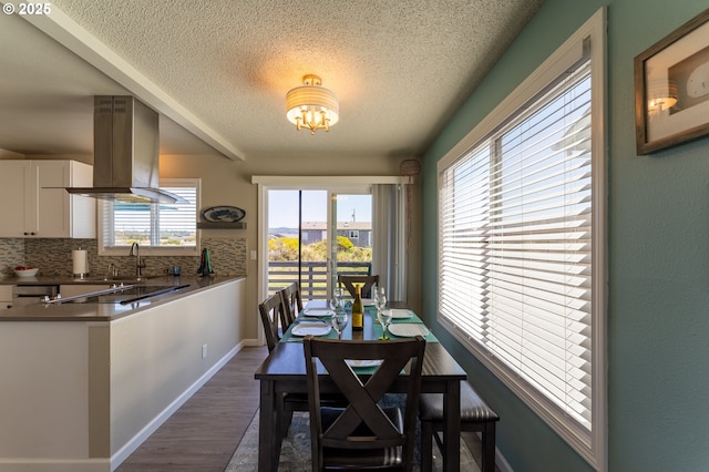 1005 NW Pacific Way, Waldport, OR 97394 - dining room with a textured ceiling and dark wood finished floors