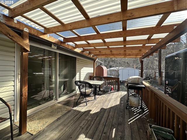 346 N Humbolt St, Canyon City, OR 97820 - deck with an outdoor structure and a storage unit