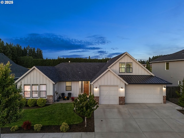 14015 NE 52nd Ave, Vancouver, WA 98686 - modern farmhouse featuring board and batten siding, concrete driveway, a yard, and brick siding