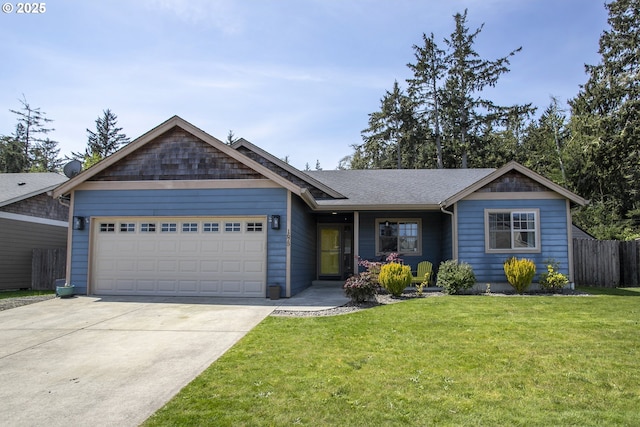 ranch-style home featuring an attached garage and concrete driveway