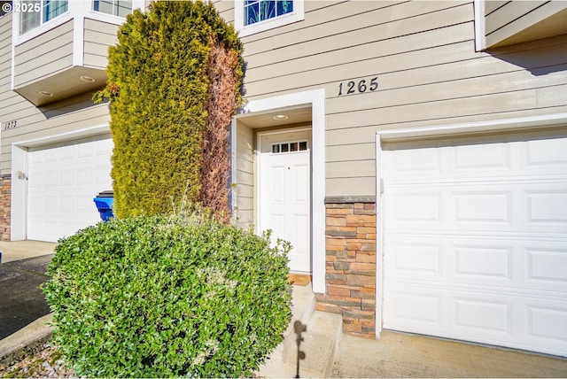 entrance to property with a garage