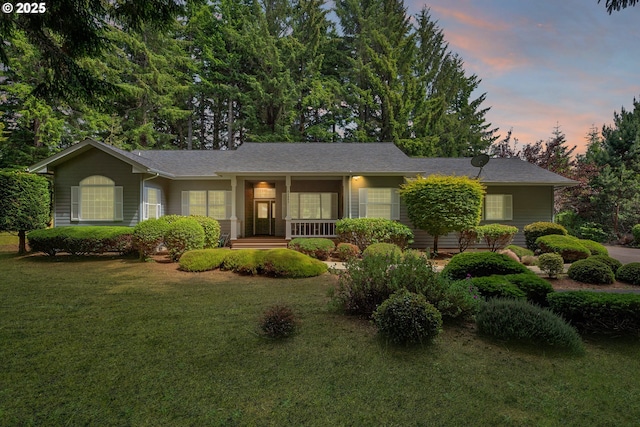83485 Clear Lake Rd, Florence, OR 97439 - ranch-style house featuring a yard and covered porch