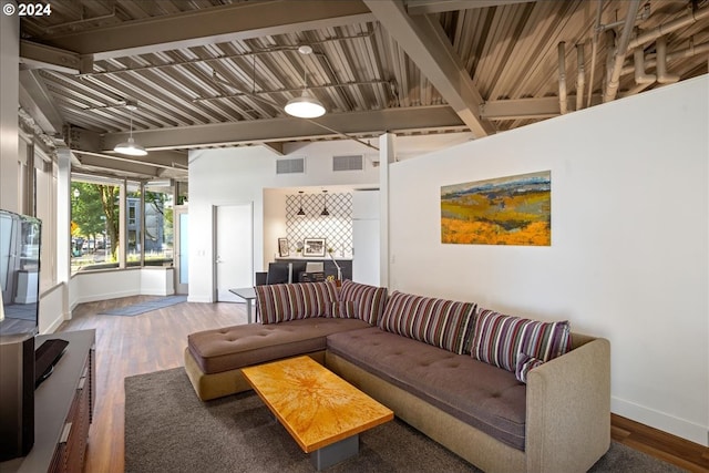 living room featuring hardwood / wood-style flooring