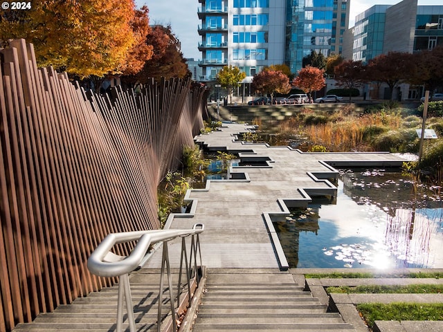 view of property's community with a boat dock