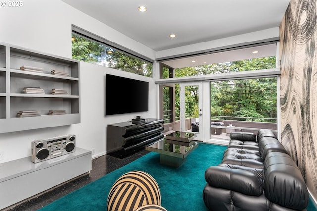 living room with french doors