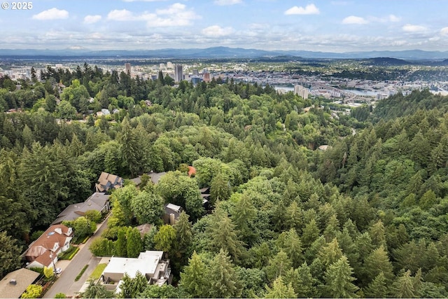 drone / aerial view with a mountain view