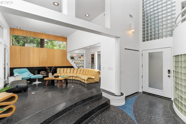 entrance foyer featuring a towering ceiling