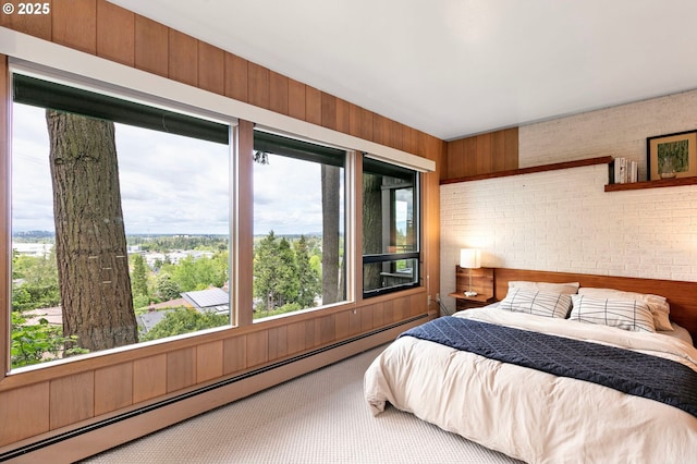 275 Sunset Dr, Eugene, OR 97403 - bedroom with baseboard heating and brick wall