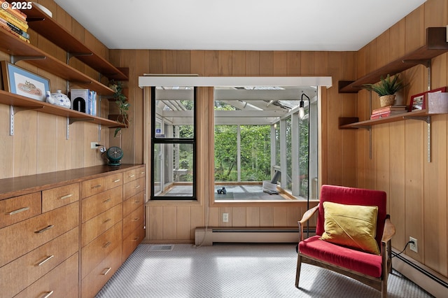 275 Sunset Dr, Eugene, OR 97403 - sitting room with a baseboard heating unit and wood walls