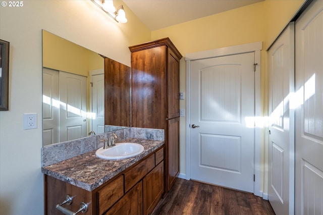 757 Newport Ave SW, Bandon, OR 97411 - bathroom featuring wood finished floors and vanity