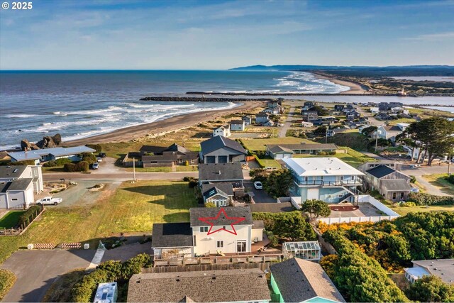 757 Newport Ave SW, Bandon, OR 97411 - aerial view with a beach view, a residential view, and a water view