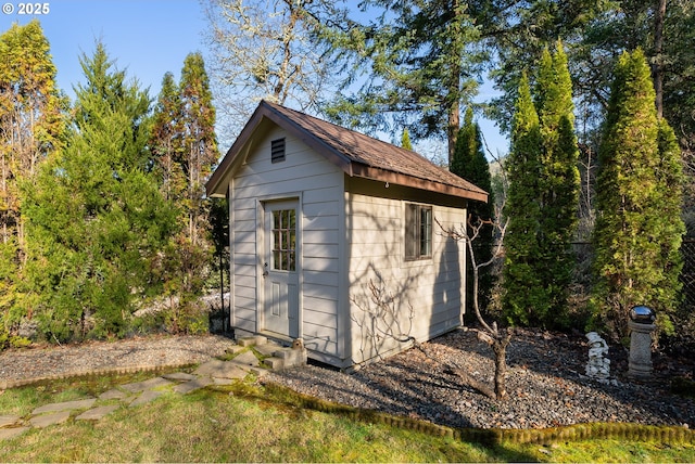 view of shed