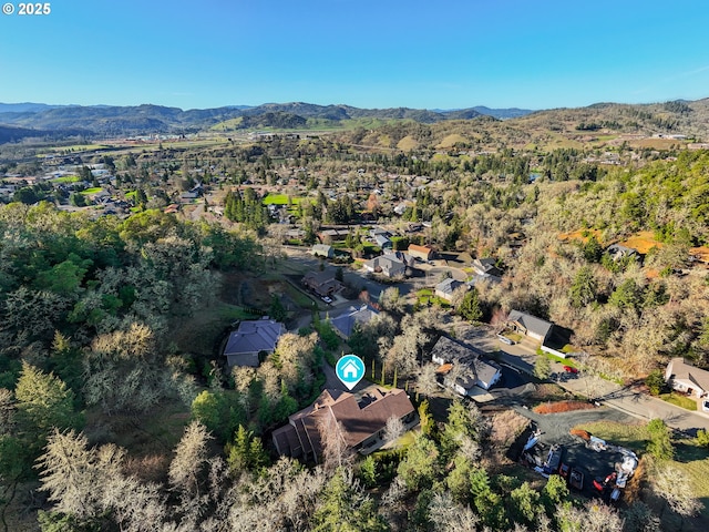 bird's eye view with a mountain view