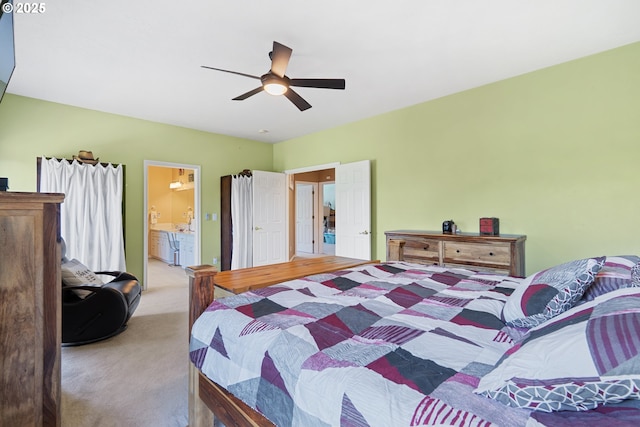 2855 NW Orchard Heights Ave, Albany, OR 97321 - bedroom with carpet, ceiling fan, and connected bathroom
