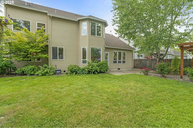 17811 NW Gilbert Ln, Portland, OR 97229 - rear view of property with a patio, crawl space, and roof with shingles