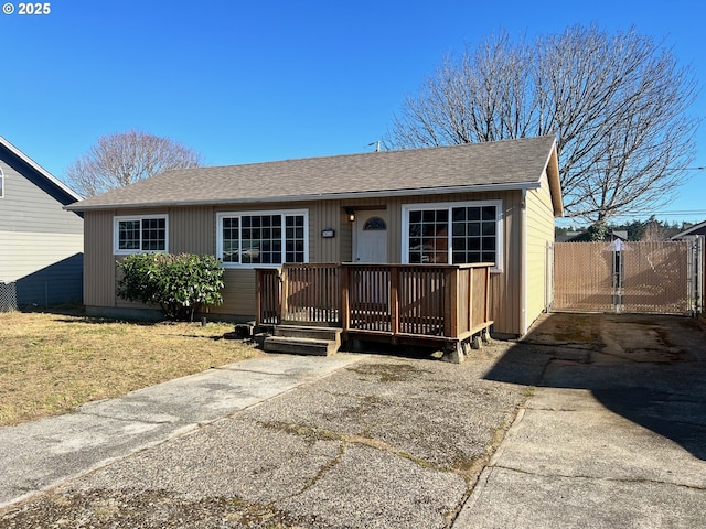 view of front of home with a deck